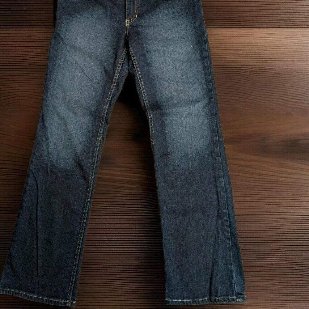 Harley Davidson H-D Mid Rise Straight Jeans Dark Blue Womens 8 Denim 30x31 Faded